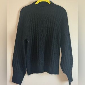 Vince Camuto Women's Mock Neck Cable Knit Pullover Sweater Relaxed Fit SZ/SM